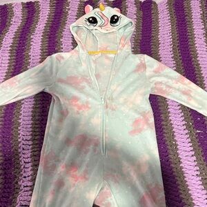 Cat & Jack Unicorn Hooded Kids One Piece - Pink and Light Blue